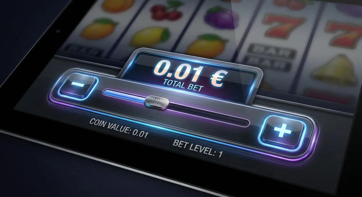 Menú de apuesta de tragaperras con apuesta mínima 0,01 €