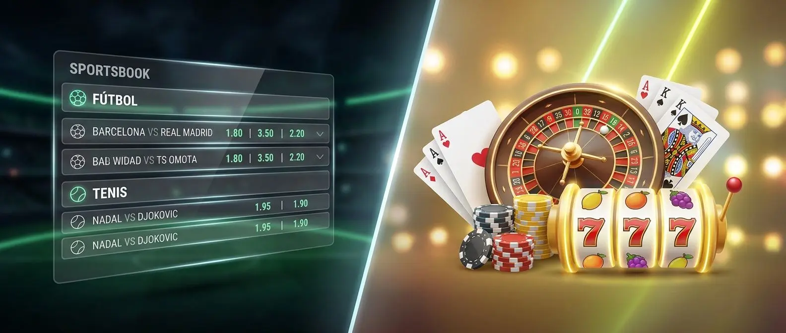 Interfaz combinada de apuestas deportivas y casino para bono de bienvenida Bwin