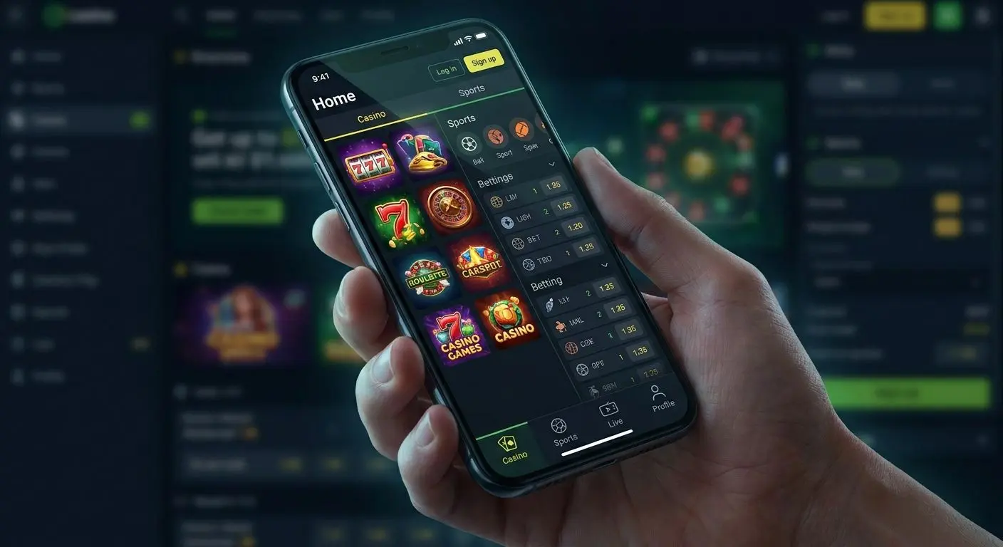 Vista general de app de casino y apuestas Bwin en un móvil