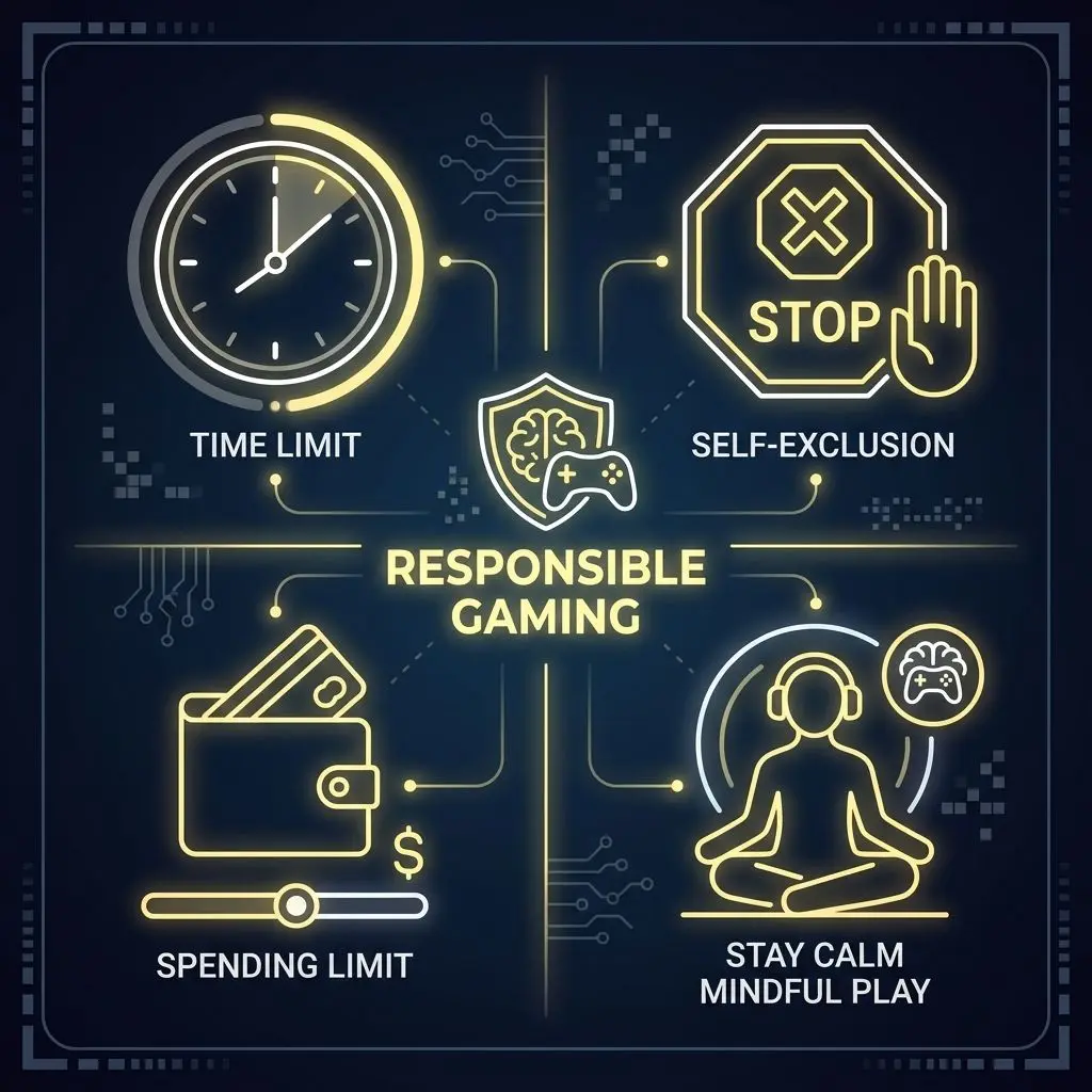 Iconos de juego responsable con límites de tiempo y gasto