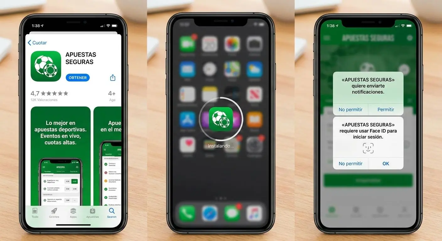 Pasos de instalación y primeros permisos de una app de apuestas en iPhone
