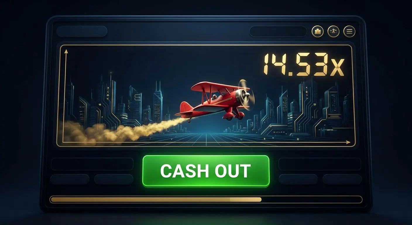 Pantalla de juego tipo Aviator con avión despegando y multiplicador en aumento
