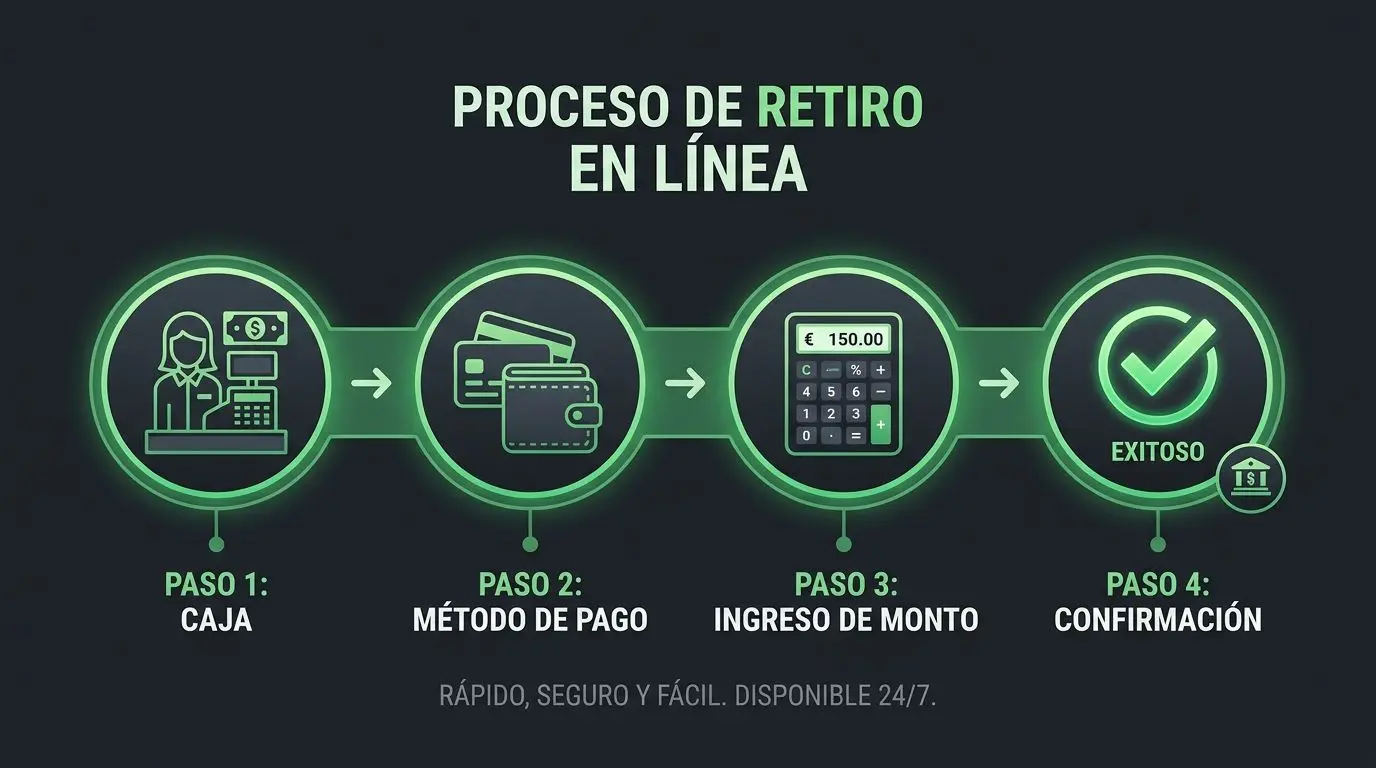 Ilustración con los pasos básicos para hacer una retirada online