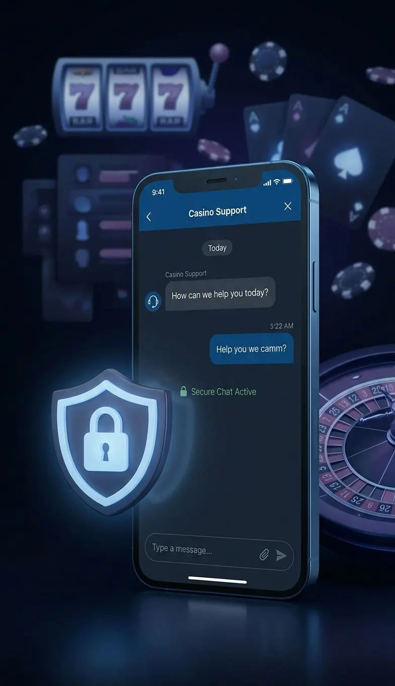 Móvil con chat de soporte y candado de seguridad en casino online